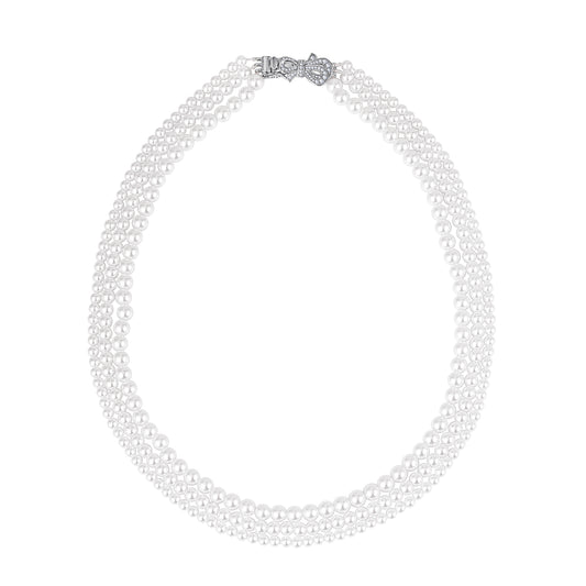 Diamonbliss Marilyn Pearl Strand with Bow Necklace