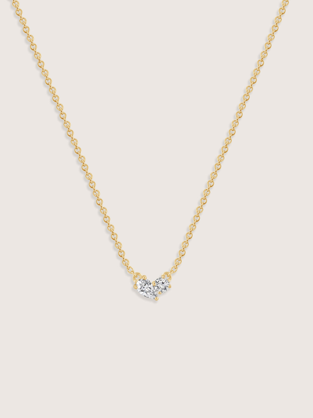 Lab Grown Diamond Asymmetric Two-Stone Cluster Necklace