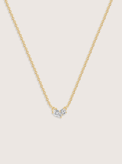 Lab Grown Diamond Asymmetric Two-Stone Cluster Necklace