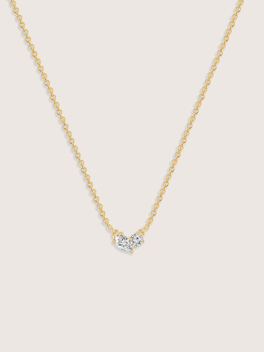Lab Grown Diamond Asymmetric Two-Stone Cluster Necklace