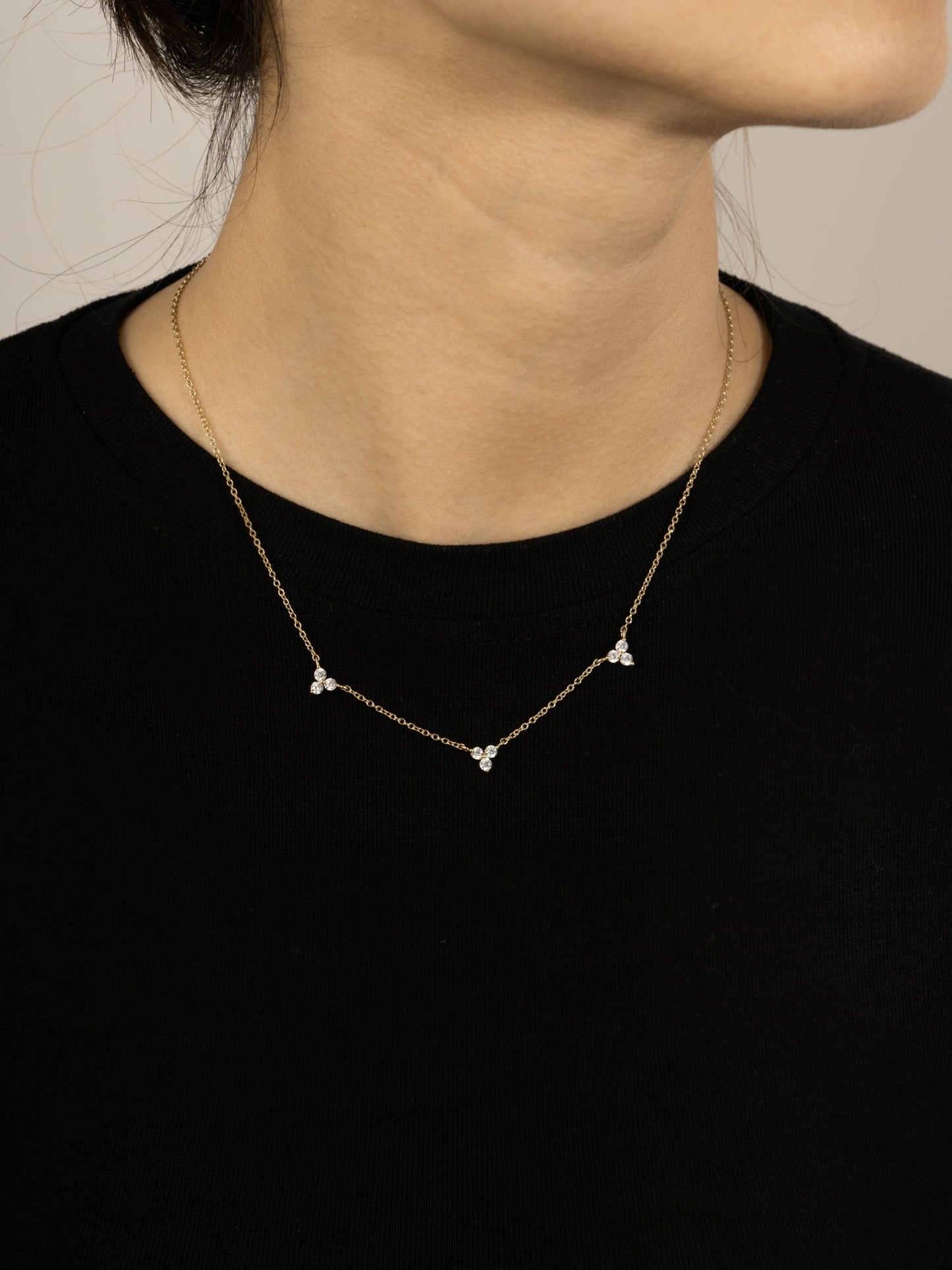 Lab Grown Diamond Trio Station Necklace