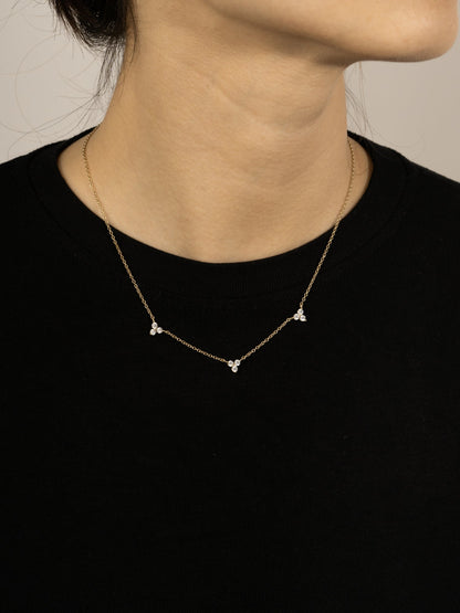 Lab Grown Diamond Trio Station Necklace