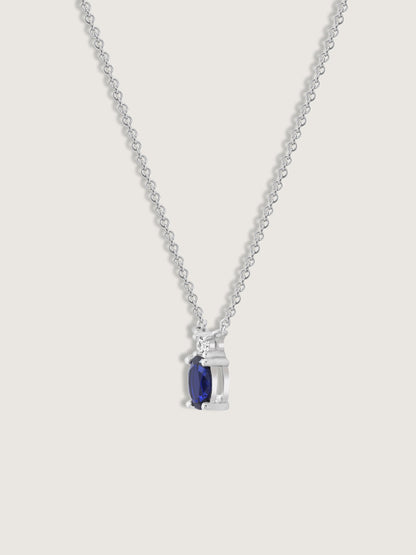 Oval Cut Created Sapphire And Lab Grown Diamond Two Stones Pendant Necklace