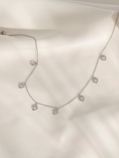 Lab Grown Diamond Heart Shaped Dangle Station Necklace
