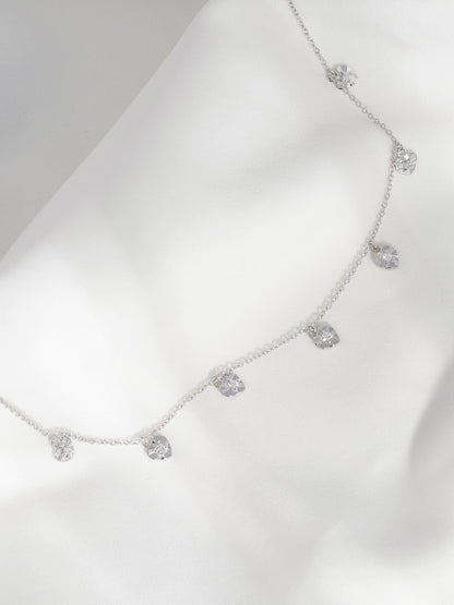 Lab Grown Diamond Heart Shaped Dangle Station Necklace