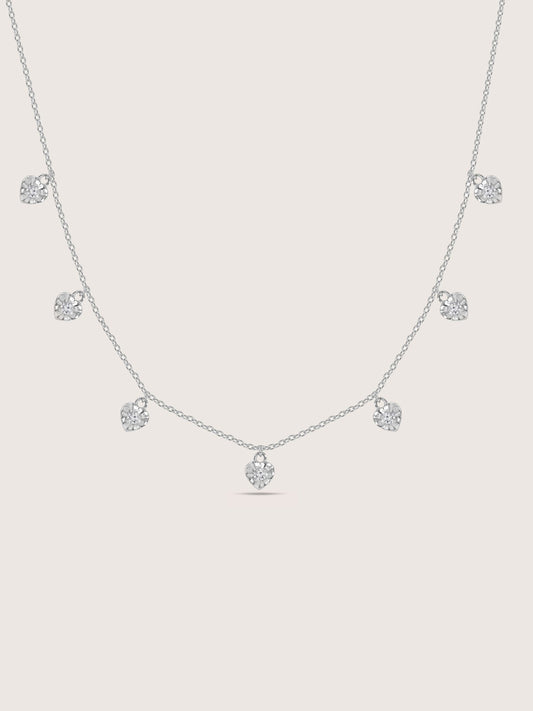 Lab Grown Diamond Heart Shaped Dangle Station Necklace