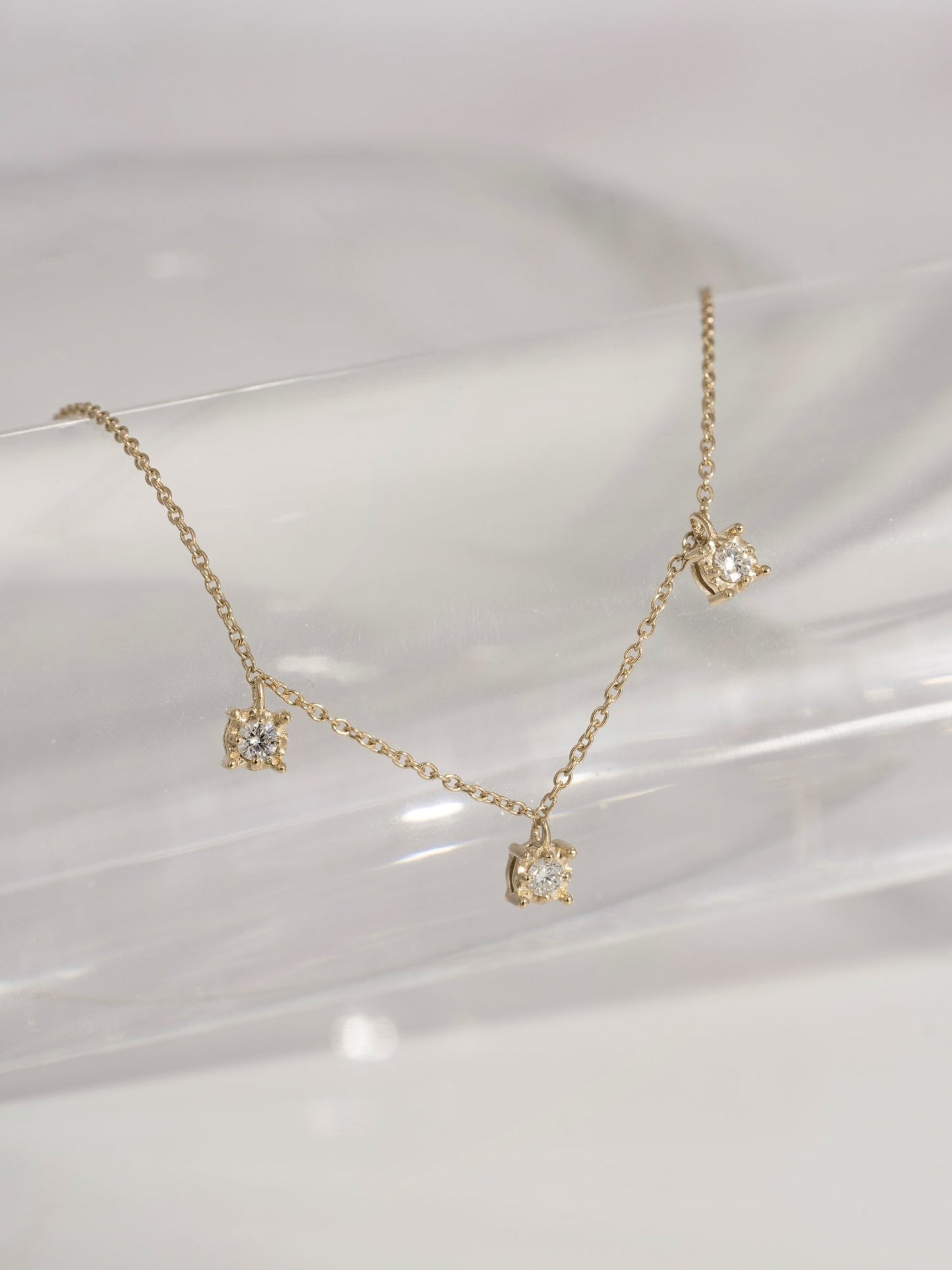 Lab Grown Diamond Dangle Stone Station Necklace