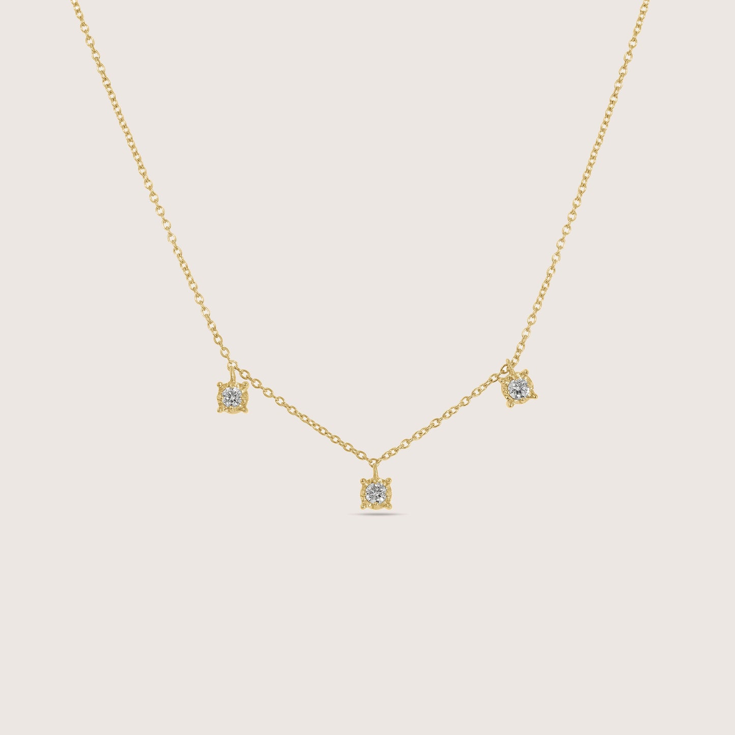 Lab Grown Diamond Dangle Stone Station Necklace