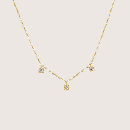 Lab Grown Diamond Dangle Stone Station Necklace