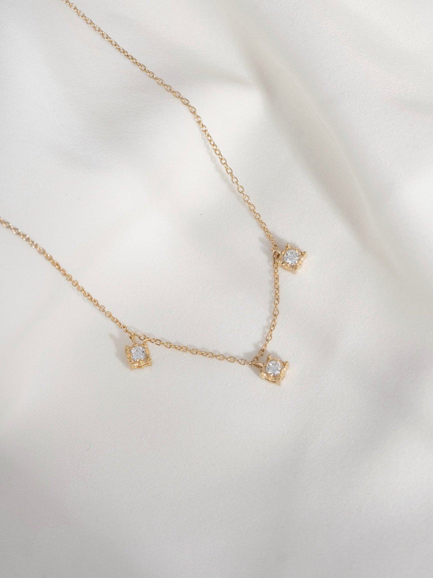 Lab Grown Diamond Dangle Stone Station Necklace