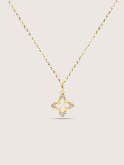 Lab Grown Diamond Accent Floral Charm Necklace