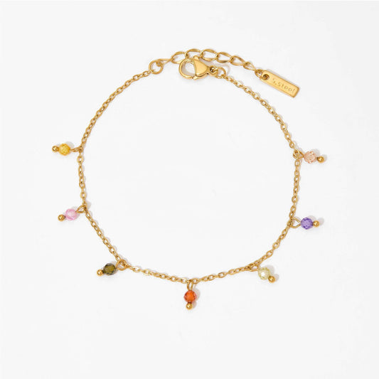 Aquabliss Gold-Tone Stainless Steel Multi-Color Beaded Station Bracelet