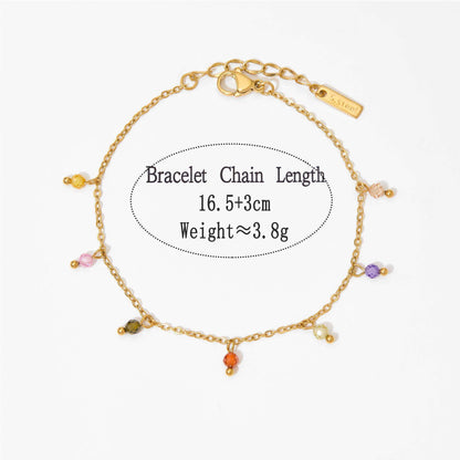 Aquabliss Gold-Tone Stainless Steel Multi-Color Beaded Station Bracelet