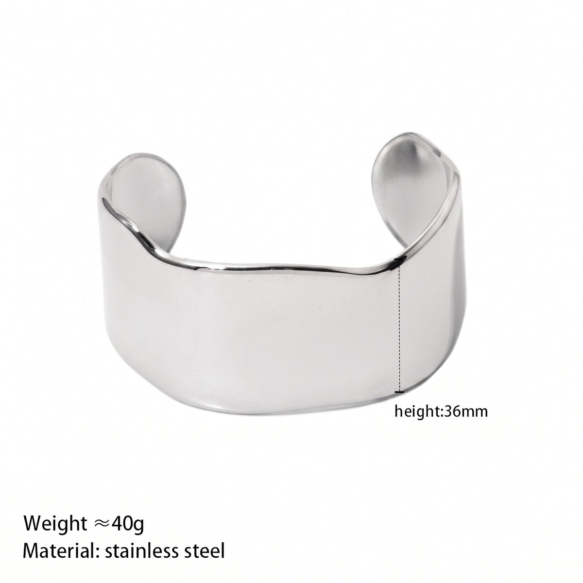 Aquabliss Chunky Silver-Tone Stainless Steel Wide Wavy Cuff Bracelet