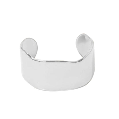 Aquabliss Chunky Silver-Tone Stainless Steel Wide Wavy Cuff Bracelet