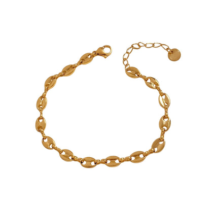 Aquabliss Gold-Tone Stainless Steel Mariner Coffee Bean Link Bracelet