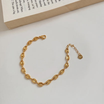 Aquabliss Gold-Tone Stainless Steel Mariner Coffee Bean Link Bracelet