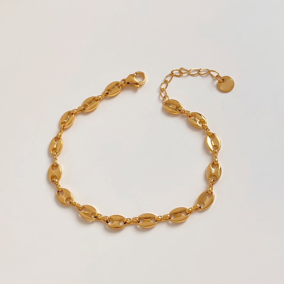 Aquabliss Gold-Tone Stainless Steel Mariner Coffee Bean Link Bracelet