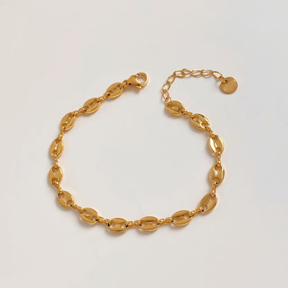 Aquabliss Gold-Tone Stainless Steel Mariner Coffee Bean Link Bracelet