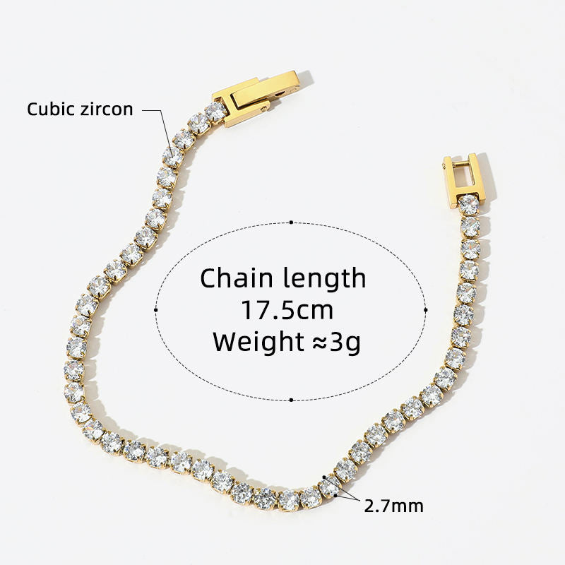Aquabliss Stainless Steel Cubic Zirconia Classic Tennis Bracelet