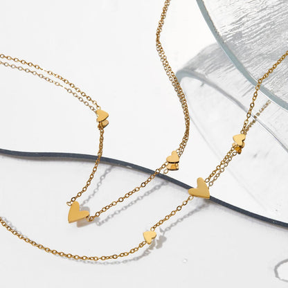 Aquabliss Dainty Gold-Tone Stainless Steel Heart Station Anklet