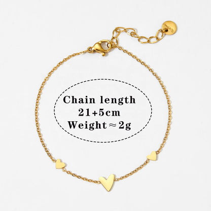 Aquabliss Dainty Gold-Tone Stainless Steel Heart Station Anklet