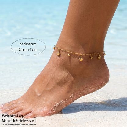 Aquabliss Stainless Steel Star and Bell Charms Anklet