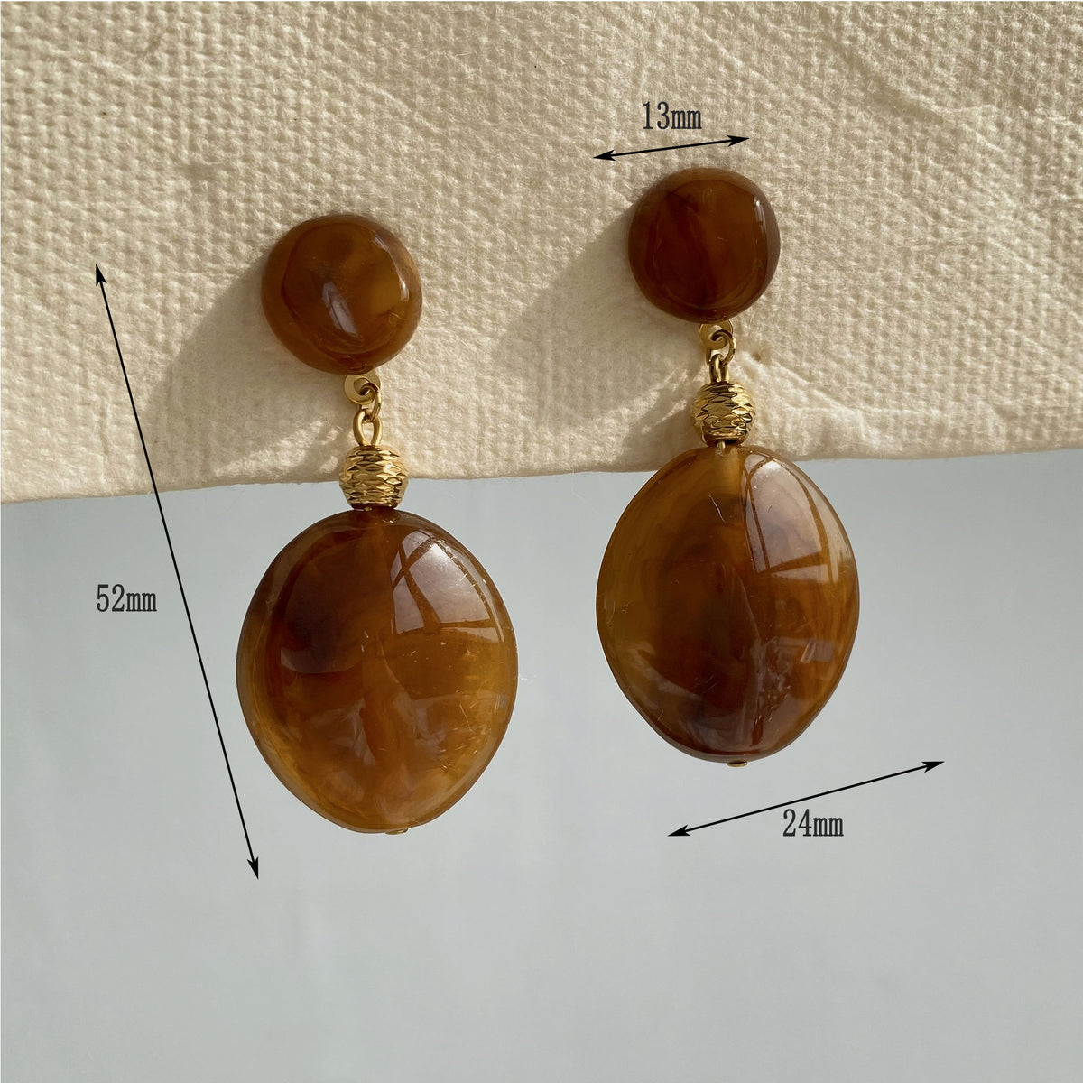 Aquabliss Chunky Gold-Tone Stainless Steel Resin Drop Statement Earrings