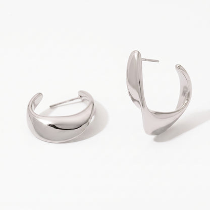 Aquabliss Stainless Steel Twisted C Hoop Earrings