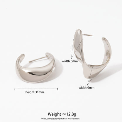 Aquabliss Stainless Steel Twisted C Hoop Earrings