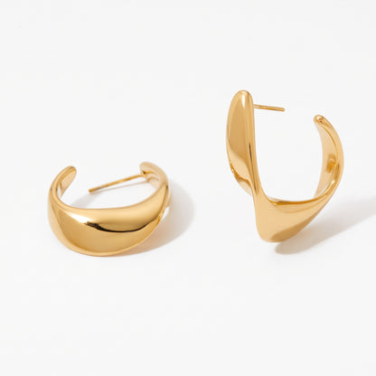Aquabliss Stainless Steel Twisted C Hoop Earrings