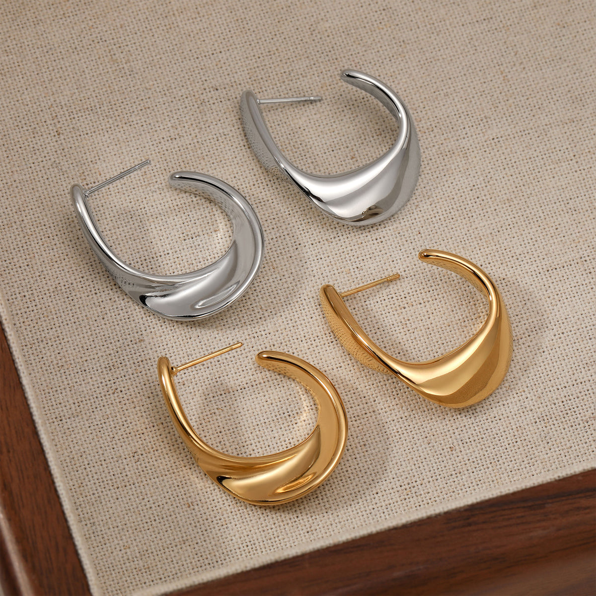Aquabliss Stainless Steel Twisted C Hoop Earrings