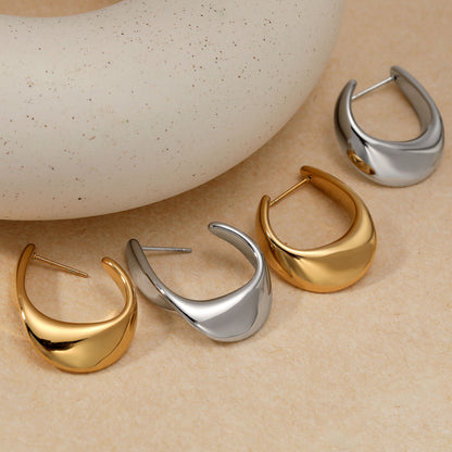 Aquabliss Stainless Steel Twisted C Hoop Earrings