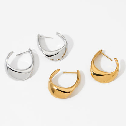Aquabliss Stainless Steel Twisted C Hoop Earrings