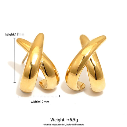 Aquabliss Gold-Tone Stainless Steel Criss Cross Stud Earrings