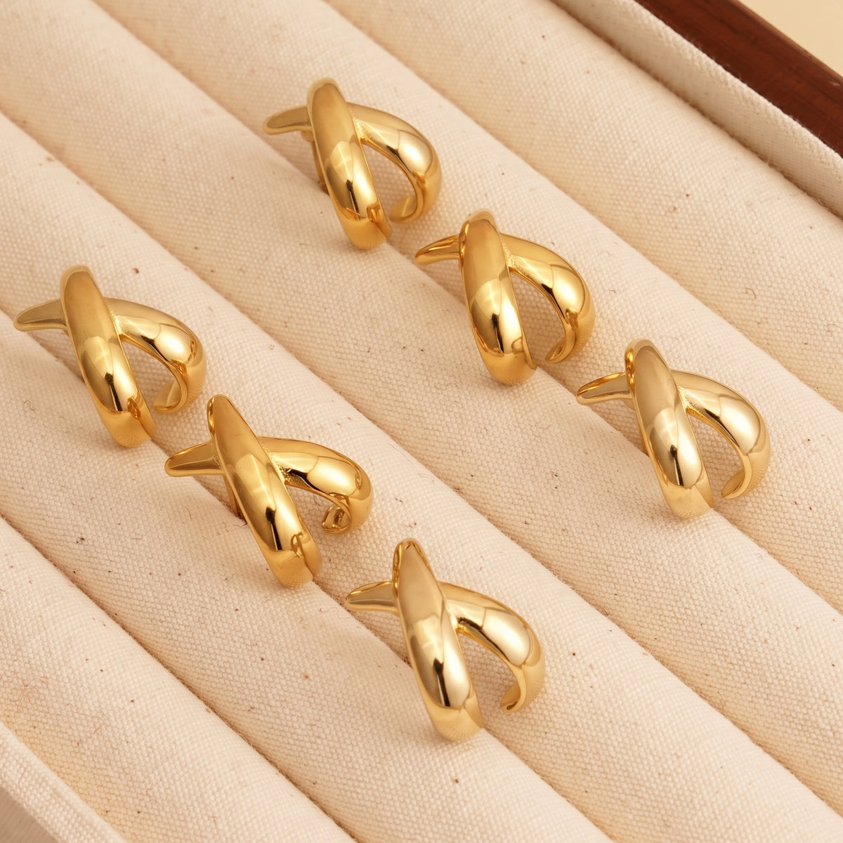 Aquabliss Gold-Tone Stainless Steel Criss Cross Stud Earrings