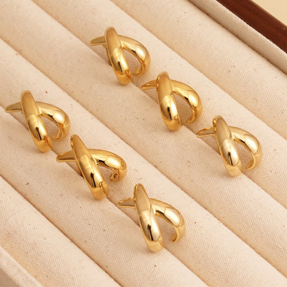 Aquabliss Gold-Tone Stainless Steel Criss Cross Stud Earrings