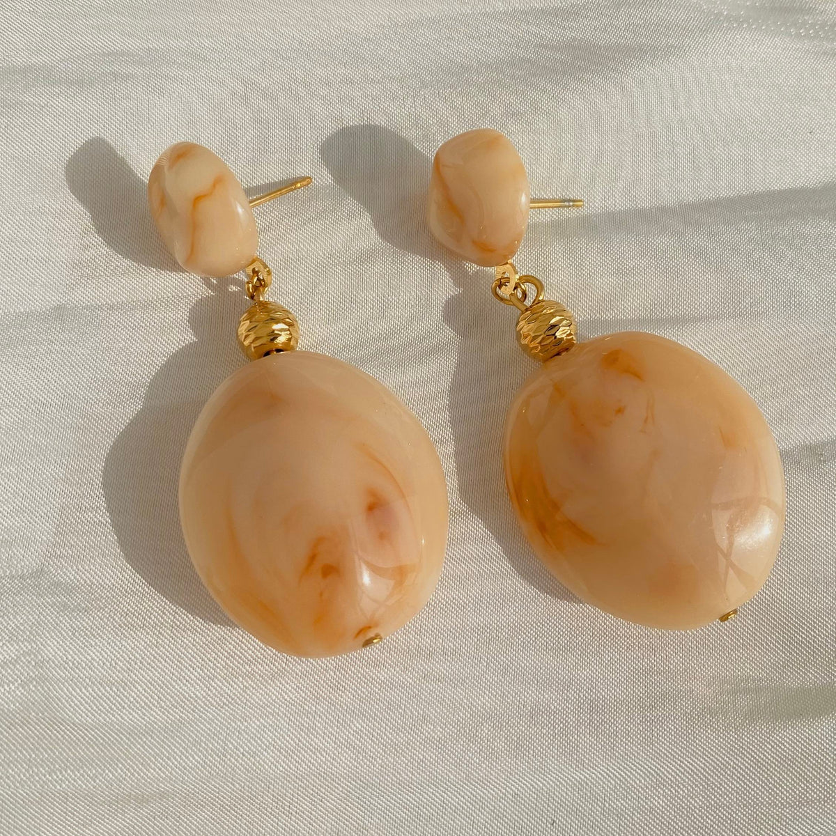 Aquabliss Chunky Gold-Tone Stainless Steel Resin Drop Statement Earrings