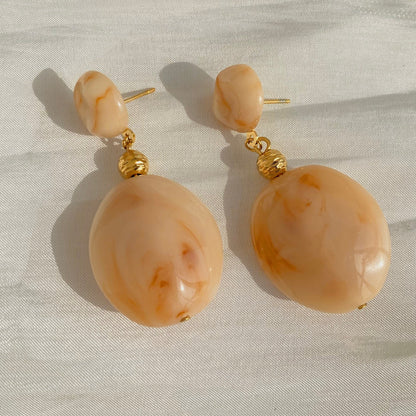 Aquabliss Chunky Gold-Tone Stainless Steel Resin Drop Statement Earrings