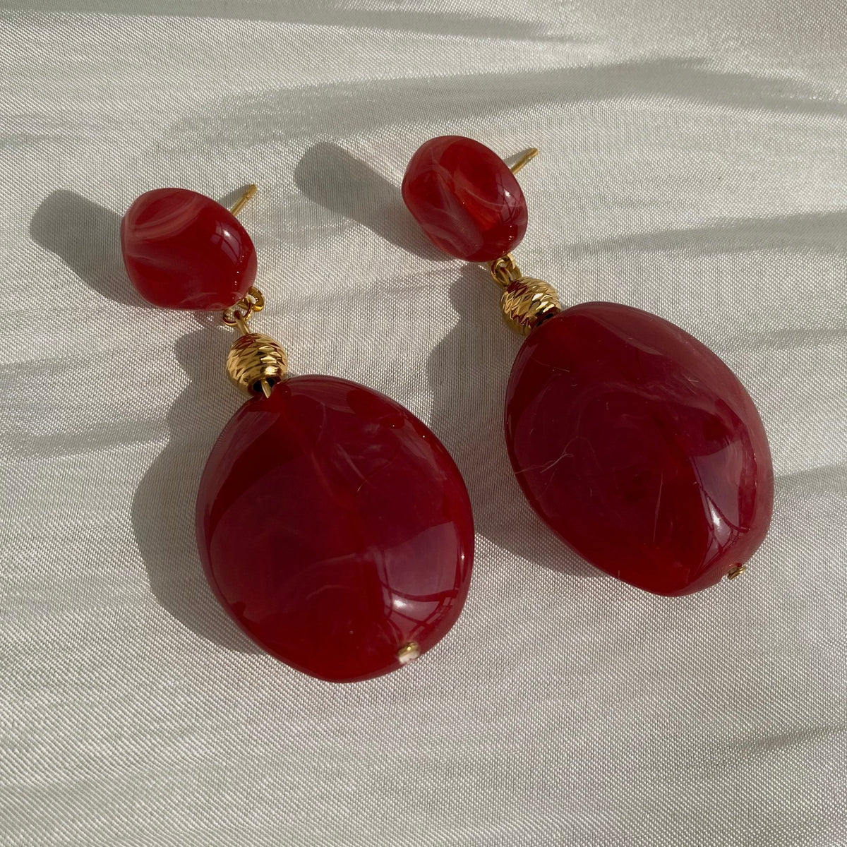 Aquabliss Chunky Gold-Tone Stainless Steel Resin Drop Statement Earrings