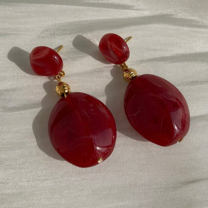 Aquabliss Chunky Gold-Tone Stainless Steel Resin Drop Statement Earrings