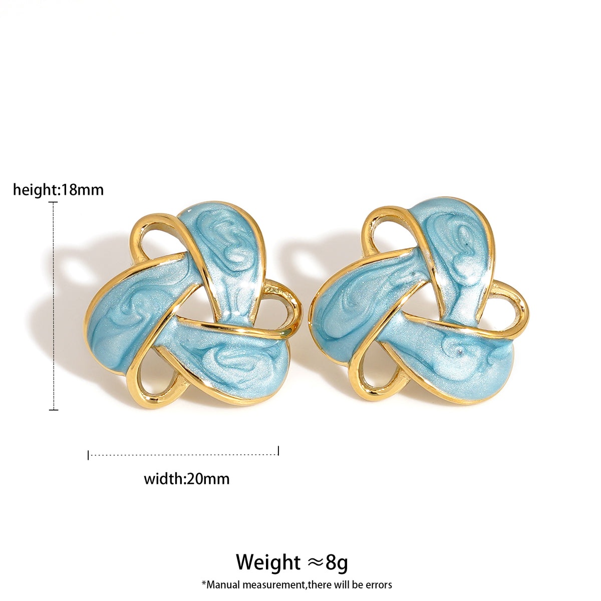 Aquabliss Vintage Gold-Tone Stainless Steel Enamel Love Knot Stud Earrings