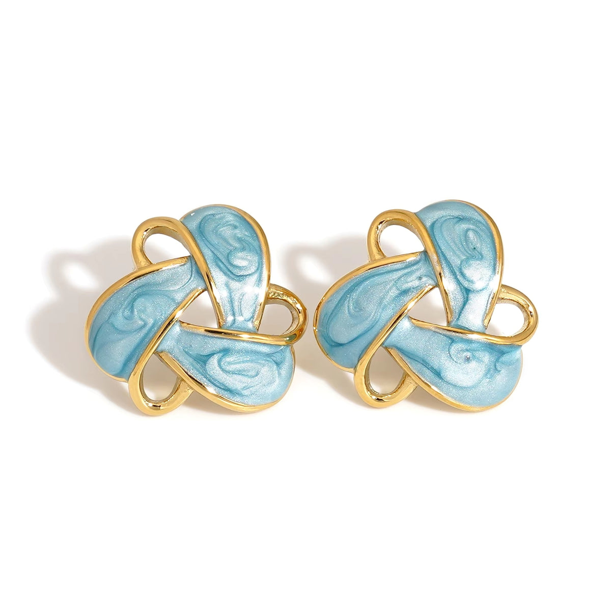 Aquabliss Vintage Gold-Tone Stainless Steel Enamel Love Knot Stud Earrings