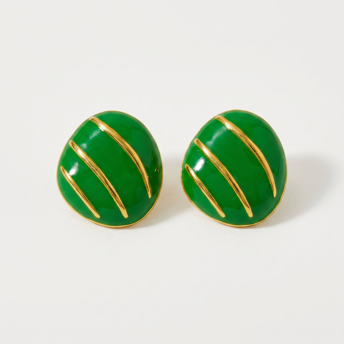 Aquabliss Vintage Gold-Tone Stainless Steel Striped Stud Earrings