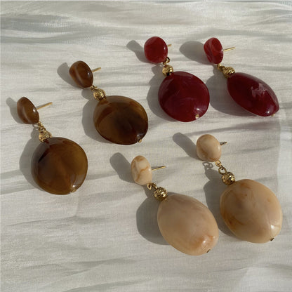 Aquabliss Chunky Gold-Tone Stainless Steel Resin Drop Statement Earrings
