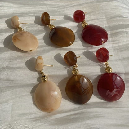 Aquabliss Chunky Gold-Tone Stainless Steel Resin Drop Statement Earrings