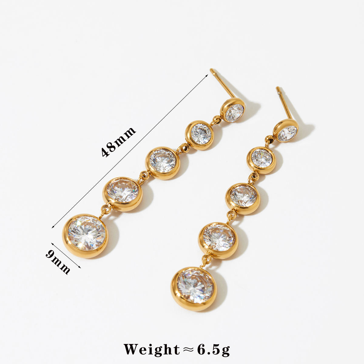 Aquabliss Stainless Steel Graduated Cubic Zirconia Long Drop Earrings