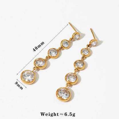 Aquabliss Stainless Steel Graduated Cubic Zirconia Long Drop Earrings