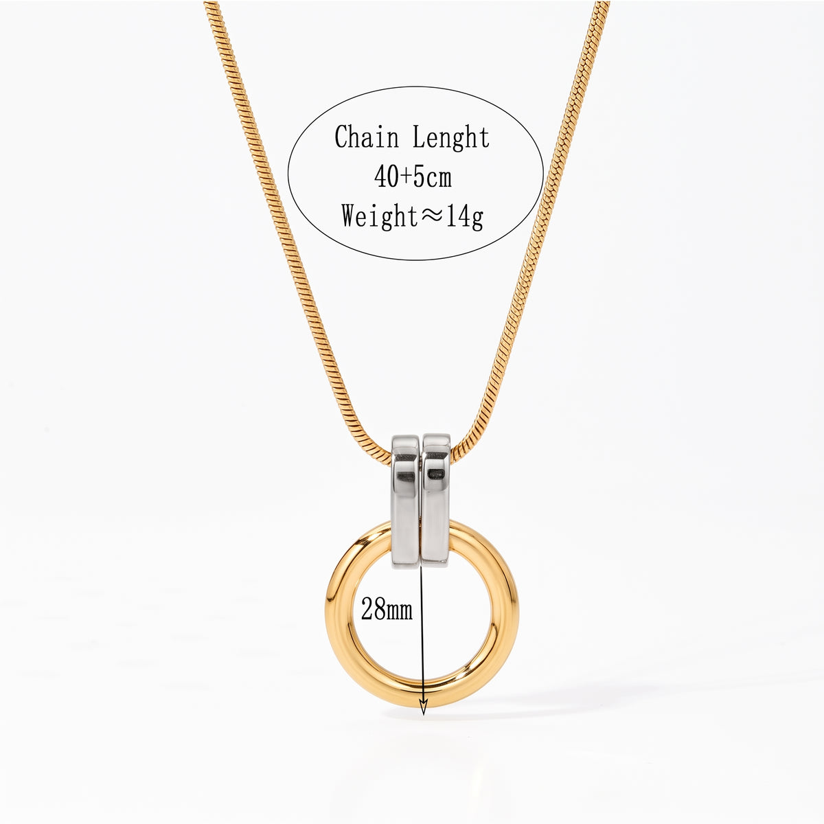 Aquabliss Two-Tone Stainless Steel Open Circle Pendant Necklace