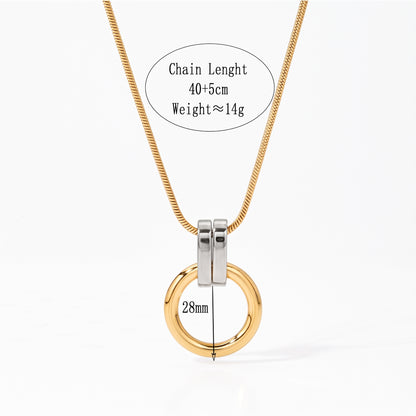 Aquabliss Two-Tone Stainless Steel Open Circle Pendant Necklace